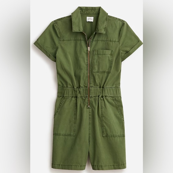J Crew Zip Front Chino Romper - Picture 1 of 3